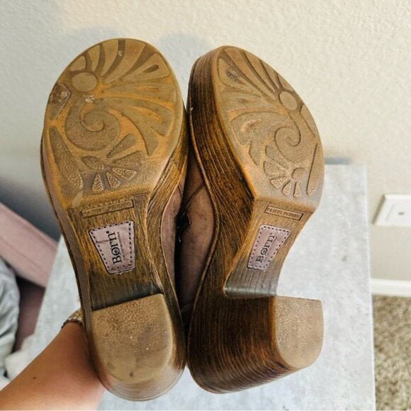 Born Famke Taupe Clogs Womens Leather Zipper Ankle Boots, Size 7 - Picture 7 of 10